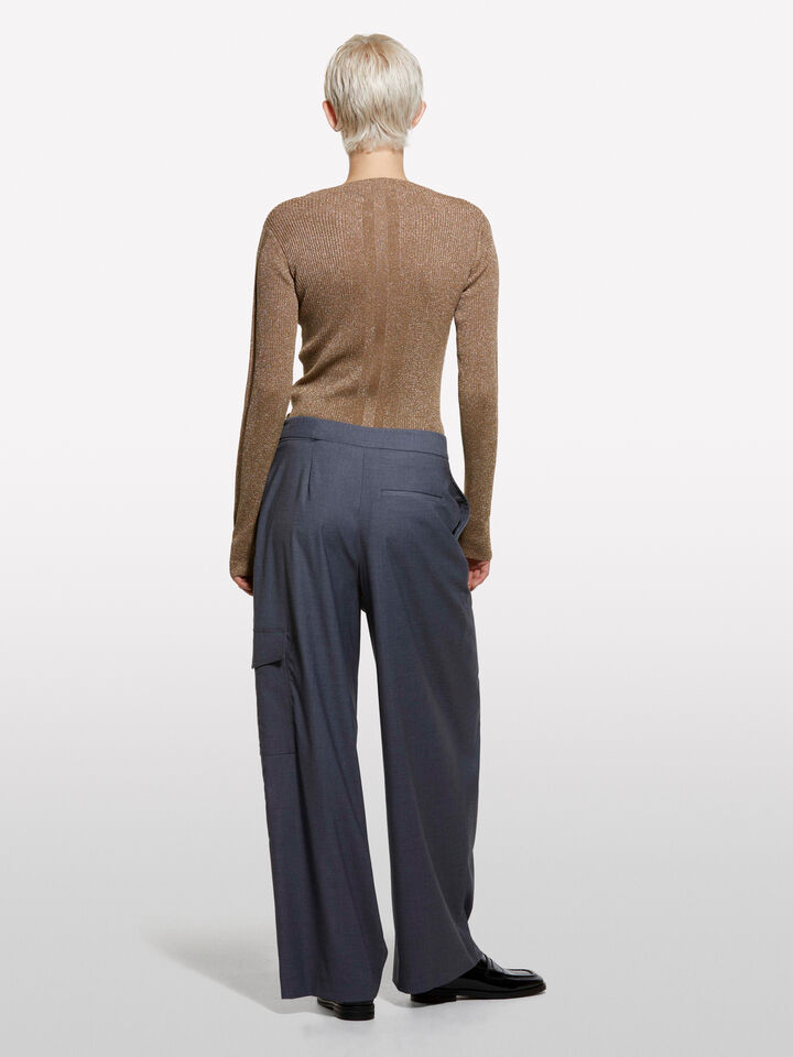 Beiger Pullover mit Lurex - rundhalspullover für damen - Braun | Sisley image number 2